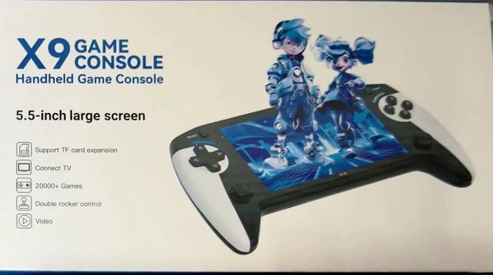 X9 portable game console, 5.5-inch HD screen, multiple languages, retro GBA Arcade video,10 simulators with 20000+ Games
