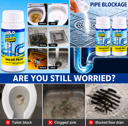 Limited Time Buy 1 Get 1 Free⚡Powerful Sink and Drain Cleaner Powder, Fast Foaming Drain Cleaner for Kitchen and Pipes Cleaning Tool