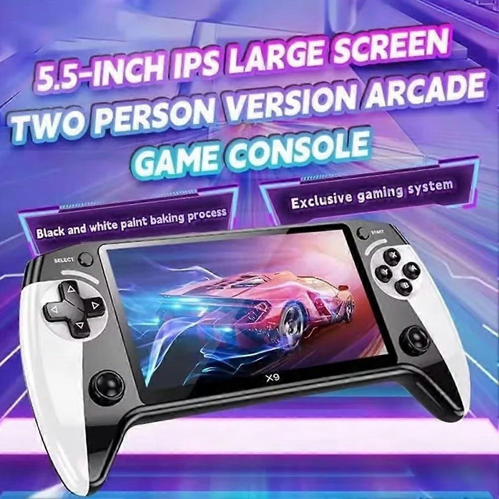 X9 portable game console, 5.5-inch HD screen, multiple languages, retro GBA Arcade video,10 simulators with 20000+ Games