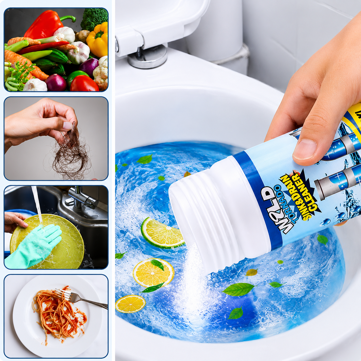 Limited Time Buy 1 Get 1 Free⚡Powerful Sink and Drain Cleaner Powder, Fast Foaming Drain Cleaner for Kitchen and Pipes Cleaning Tool