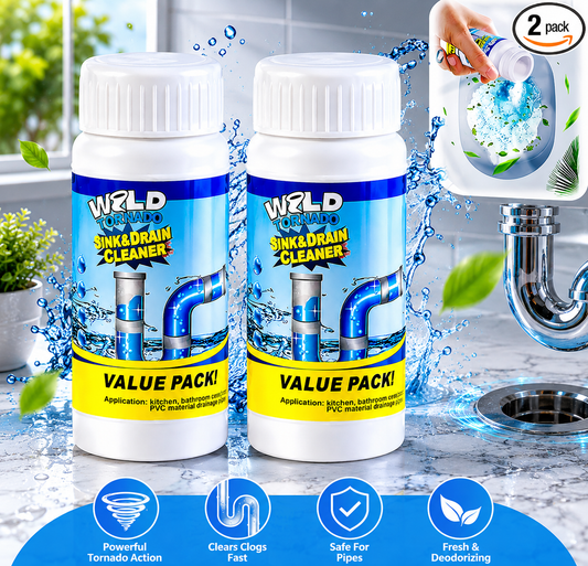 Limited Time Buy 1 Get 1 Free⚡Powerful Sink and Drain Cleaner Powder, Fast Foaming Drain Cleaner for Kitchen and Pipes Cleaning Tool