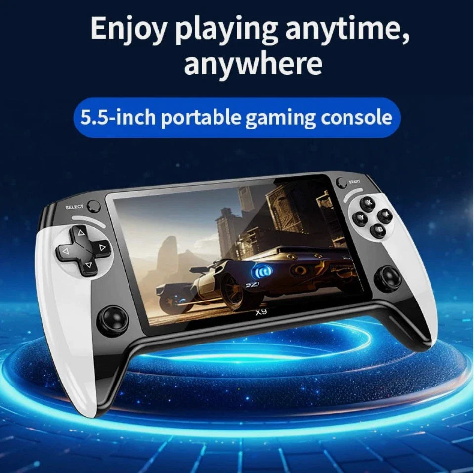 X9 portable game console, 5.5-inch HD screen, multiple languages, retro GBA Arcade video,10 simulators with 20000+ Games